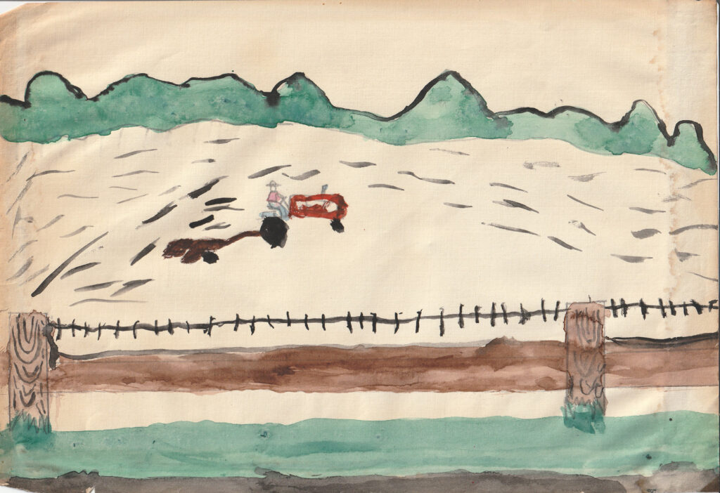 Kindergarten Painting Of Grand Parents Farm By Richard Neuman